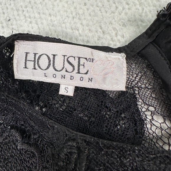 House of CB Saveria Bodycon Dress Small Lace Mesh Black Daring Sheer Sexy Club - Picture 3 of 15